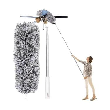 Imagem de Espanador Extensível Telescópico Extensível 2,80 M Microfibra Com Haste de Inox Para Limpeza de Teto, Persianas, Guarda Roupas, Casa, Escritório, Teias de Aranha