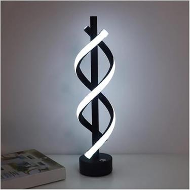 Imagem de Lâmpada De Mesa Led Espiral Lâmpada De Cabeceira Com Controle De Toque Brilho Ajustável Lâmpada De Mesa Preta Moderna Para Quarto Sala De Estar Sala De Estar Design De Iluminaç, White Light