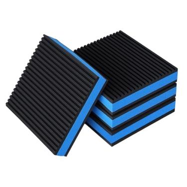 Imagem de Pacote com 4 almofadas antivibração resistentes, almofadas de isolamento de vibração de borracha com nervuras de 10 x 10 x 19 cm para compressor, ar condicionado, lavadora, secadora, esteira e