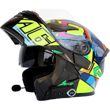Imagem de Capacete De Moto Flip Up Bluetooth Modular Capacete De Motocicleta Integral Aprovado Pela Dot/Ece Antiembaçante Duplo Viseira Solar Forro Interno Removível Bike Cruiser Cho, J, M=(57~58CM)