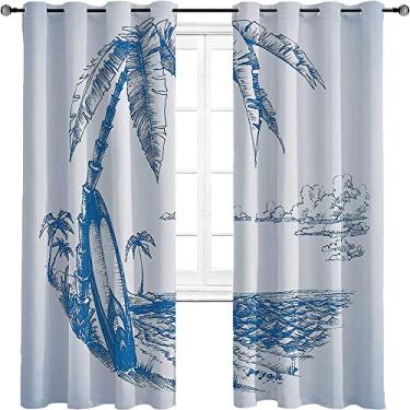 Imagem de Cortinas blackout para decoração de surfe para quarto - isolamento térmico, economia de energia e redução de ruído, tratamento de sombreamento completo cortina de isolamento de cozinha, L 213 cm x C