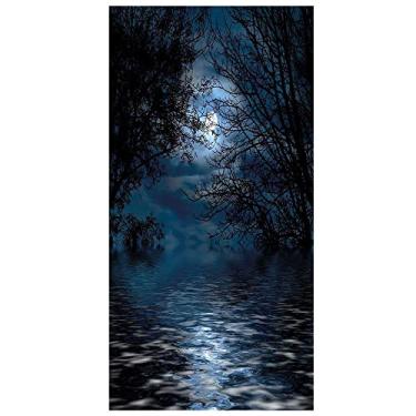 Imagem de Película de privacidade para janela de céu noturno, janela decorativa 3D, decalques de vitrais, adesivo de janela aderente estática não adesivo, L90 x C 190 cm, azul claro e preto