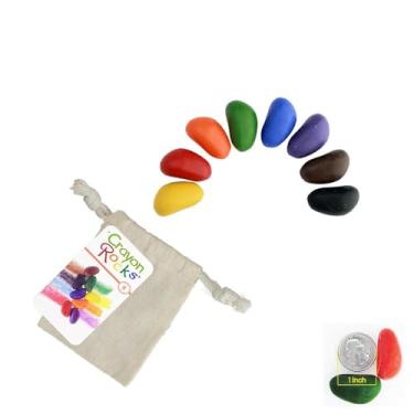 Imagem de Crayon Rocks, Giz de cera em forma de rocha, 8 unidades, alça de tripé feita para desenvolvimento de caligrafia em crianças e crianças, diversão e educação, atividade criativa, vem com uma bolsa de