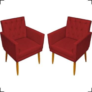 Imagem de Kit 2 Poltronas Decorativa Para Sala Recepção Nina Capitonê Suede Cores Pé Palito