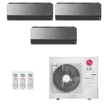 Imagem de Ar-Condicionado Multi Split Inverter LG 30.000 (1x Evap HW Artcool 7.000 + 1x Evap HW Artcool 12.000 + 1x Evap HW Artcool 18.000) Quente/Frio 220V