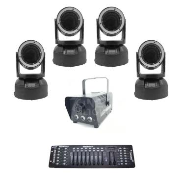 Imagem de Kit 4 Mini Moving Beam + Máquina De Fumaça600 + Mesa Dmx 512