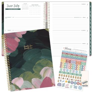Imagem de bloom daily planners Agenda de Ano Acadêmico 2025-2026 (21,6 cm x 28 cm) (julho de 2025 a julho de 2026) - Organizador semanal e mensal com adesivos e abas - Traços de tinta esmeralda