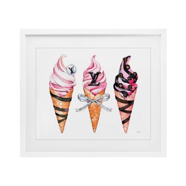 Imagem de Stupell Industries Impressão emoldurada branca de cones de sorvete glamourosos sob vidro por Amanda Greenwood, 33 x 40