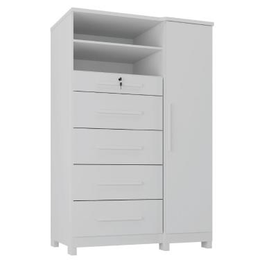 Imagem de Cômoda com Sapateira e Cabideiro Multiuso 5 Gavetas 1 Porta Imperial Zanzini Branco
