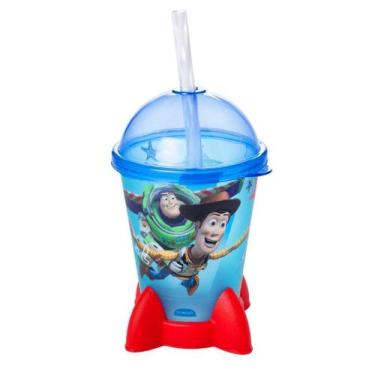 Imagem de Copo Toy Story de Foguete Infantil Tampa e Canudo 280ml Woody e Buzz A