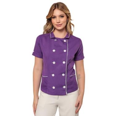 Imagem de Dolma Feminina Manga Curta Oxford Celine Roxo - gardenia jalecos, GG