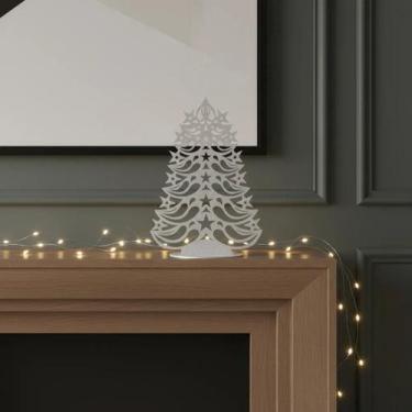 Imagem de Árvore de Natal Minimalista Vazada com estrelas na cor prata em mdf de