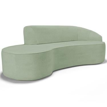Imagem de Sofá 3 Lugares Curvo Sala de Estar Living Firenze Direito D02 Linho Verde 230 cm D-477 - Lyam