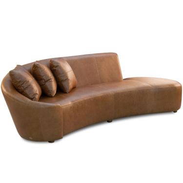 Imagem de Sofá 3 Lugares Com Puff Orgânico Sala Living 250cm Adam T03 Couro Cristal Marrom - Lyam Decor