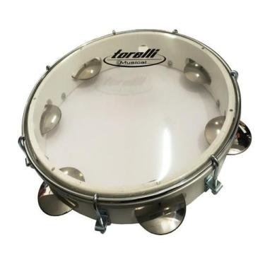 Imagem de Pandeiro Branco Com Pele Transparente Torelli Tp348Bc - Torelli Musica