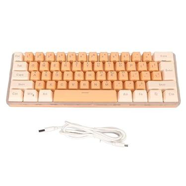 Imagem de Teclado para Jogos 60% Com Fio, Mini Teclado RGB Com 6 Efeitos de Luz de Fundo, Teclado Compacto de 61 Teclas para 11 10 8 7 Vista, USB Com Fio, Plug and Play (Amarelo Laranja)