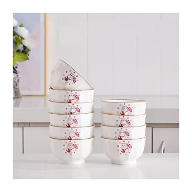 Imagem de Tigelas de cereais para cozinha, tigelas de cereais, conjunto de tigelas de cerâmica de estilo clássico para sopa de cereais, sobremesa de aveia, máquina de lavar louça, conjunto de 10 tigelas de sopa