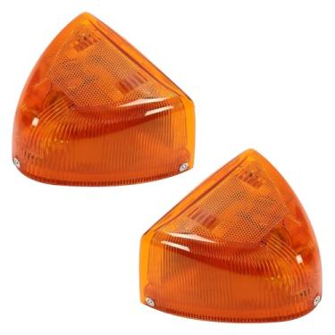 Imagem de 2 peças, luz de seta âmbar triangular para farol Peterbilt retrovisor frontal, 3 fios de substituição para marcador lateral com 31 LEDs, substituição para Peterbilt 379 359 357 365 378