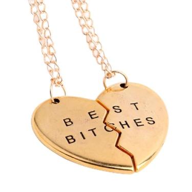 Imagem de Conjunto de colar de amizade com coração combinando para melhor amigo, presente engraçado, One Size, Aço inoxidável, Sem Pedra Preciosa