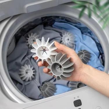 Imagem de 2 peças de bolas de silicone reutilizáveis anti-enrolamento roupa bola de limpeza de fiapos acessório para máquina de lavar roupa doméstica (branco + cinza)