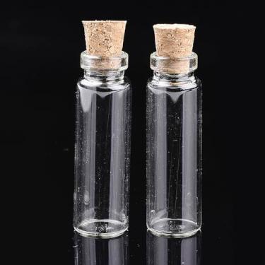 Imagem de 20 frascos de vidro de 4 x 1,2 cm (1,58 x 0,47 pol.) Recipientes de contas com rolha de cortiça, garrafa de desejos de 5 ml para pacote de armazenamento de contas, faça você mesmo artesanato feito à