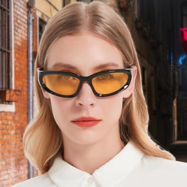 Imagem de Óculos de sol grandes para mulheres e homens, óculos de sol modernos para dirigir, pescar, nadar, Lente preta/amarela