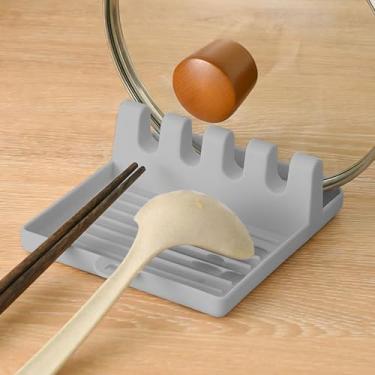 Imagem de 1 suporte organizador de pincéis com compartimentos, suporte prático para pincéis de pintura, ferramentas de cozinha ou acessórios de mesa (cinza, 14,3 x 12,7 x 5 cm)