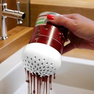 Imagem de 1 coador de lata de encaixe para uso na cozinha, pequenos escorredores e coadores que economizam espaço, dispositivo de cozinha multiuso, coador de lata de silicone (branco)