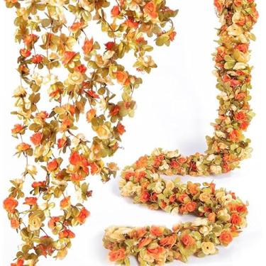 Imagem de Guirlanda de flores artificiais de peônia de 250 cm para decoração de quarto de casa de casamento primavera outono jardim arco faça você mesmo planta falsa videira, laranja