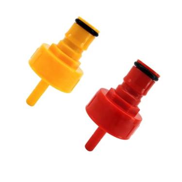 Imagem de Tampa De Carbonatação Plástica - Rosca PCO 1881, Diâmetro Externo 6.35mm, Versátil Gás/Líquido, Vermelho & Amarelo | Equipamento De Fermentação Para Cervejaria Caseira