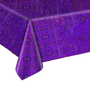 Imagem de 1 pacote de toalha de mesa retangular de plástico para festas, capas de mesa coloridas descartáveis à prova d'água, usadas em festas de aniversário, uma variedade de estilos, pontos, amor, estrela