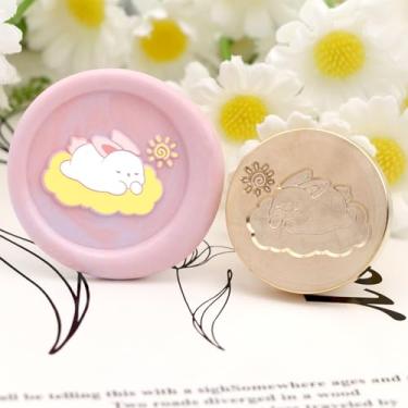 Imagem de Coelho nas nuvens selo de cera cobre 25 mm vintage destacável selo de vedação latão e um padrão de cabo de madeira carimbos cabeça carta convite cartão convite casamento presente pacote feriados