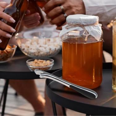 Imagem de Abridor de garrafa de cerveja prático, de aço inoxidável de longa duração, com alça de borracha antiderrapante, abridor de garrafa de vinho resistente para restaurante familiar (preto)