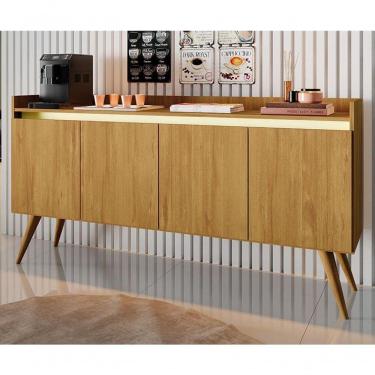 Imagem de Aparador Gold 4 Portas Com Pés De Madeira Mel/perola