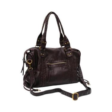 Imagem de Bolsa Tote Unissex De Grande Capacidade Em Couro PU Vintage Lavado Com