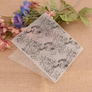 Imagem de Pasta de gravação de plástico com padrão de flor de peônia, impressões texturizadas 3D, folhas em relevo, modelo de pasta para fazer cartões, scrapbooking, papel, artesanato, álbuns, carimbos