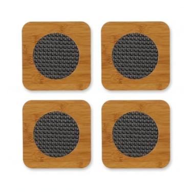 Imagem de Kit Conjunto 4 Peças Descanso De Panela Térmico 16cm Quadrado em Bambu Moderno Proteção Mesa Panela