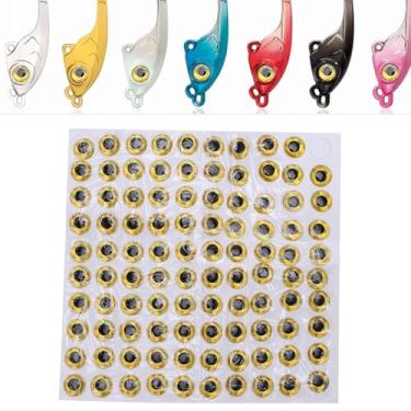 Imagem de 100 peças 7 mm Olho de Peixe Simulação Olho de Peixe Adesivo Leve 3D Olho de Peixe Fita Flash Isca 3D Olho de Pesca (Ouro)