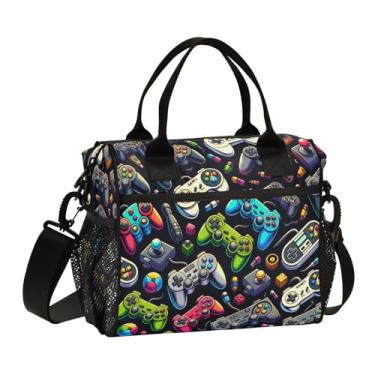 Imagem de ATTX Lancheira isolada com vários gamepads – bolsa térmica portátil grande com alça removível para trabalho, praia, piquenique #332