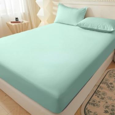 Imagem de Jogo de lençol com de 02 03 Preço Não Desbota Conjunto de Capa de Colchão Solteiro Casal Queen King(VERDE MENTA,SOLTEIRO)