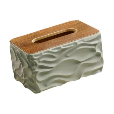Imagem de DimyFew Caixa de Lenços de Papel E à Prova D'água com Padrão Ondulado, Design Compacto, Dispensador de Papel, Organizador de Mesa, Porta-lenços, Verde, Tamanho real