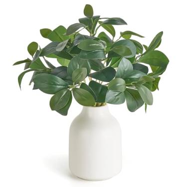 Imagem de Dahey Plantas falsas em pequeno vaso de cerâmica realista plantas artificiais artificiais internas modernas mesas de fazenda para banheiro, cozinha, prateleira, sala de estar, decoração de vegetação