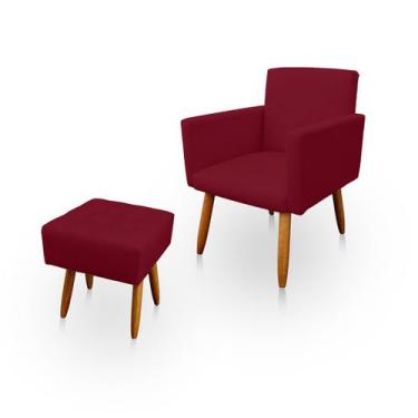 Imagem de Poltrona Decorativa Nina com Puff New para Sala e Quarto Suede - LH De