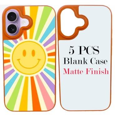 Imagem de JUSTRY 5 peças de capa de telefone em branco de sublimação capas de celular compatíveis com iPhone 17, 6,3 polegadas, fácil de sublimar, faça você mesmo, 2 em 1, capa móvel de TPU macio 2D + inserções