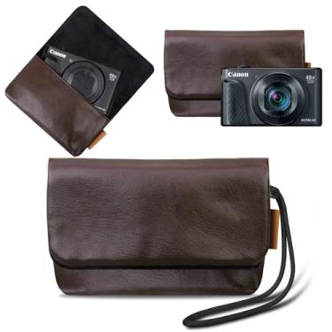 Imagem de Lacdo Bolsa para câmera Canon PowerShot G7 X Mark III / G7X Mark II, Bolsa Protetora de Couro Macio para Viagem, Bolsa Compacta para Canon G7 X Mark III com alça de Pulso, Marrom