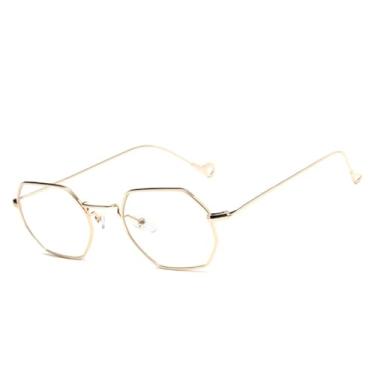 Imagem de HPIRME Óculos de grau octogonais pequenos da moda para homens e mulheres (dourado transparente)