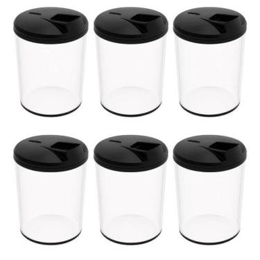 Imagem de Kit 6 Porta Farofa Temperos Farinheira com Tampa 400ml Transparente Cr