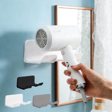 Imagem de Suporte universal para secador de cabelo, suporte de parede para secador de cabelo, gancho para armário e banheiro