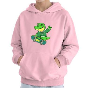 Imagem de Moletom Infantil Canguru Menino Estampa Jacaré Skate - Samcro, 6, Rosa