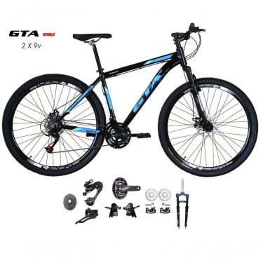Imagem de Bicicleta Aro 29 Gta Start Kit 2x9 Gta Sunrun Freio Disco K7 11/36 Pedivela 24/38d Garfo Com Trava - Preto/azul Tam.21